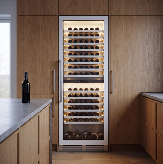 Prestige 288 Built-in 288-bottle wine cellar installed in a modern fitted kitchen