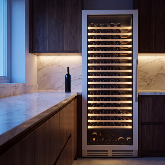 Prestige 303 Built-in 303-bottle wine cellar installed in a modern fitted kitchen