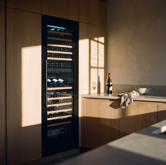 Connoisseur 95 95-bottle wine cellar installed in a modern fitted kitchen