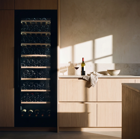 Connoisseur 107 107-bottle wine cellar installed in a modern fitted kitchen