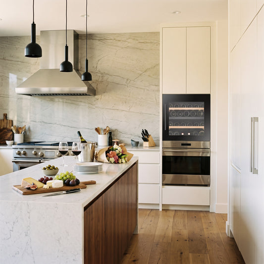 Compact 23 23-bottle wine cellar installed in a modern fitted kitchen