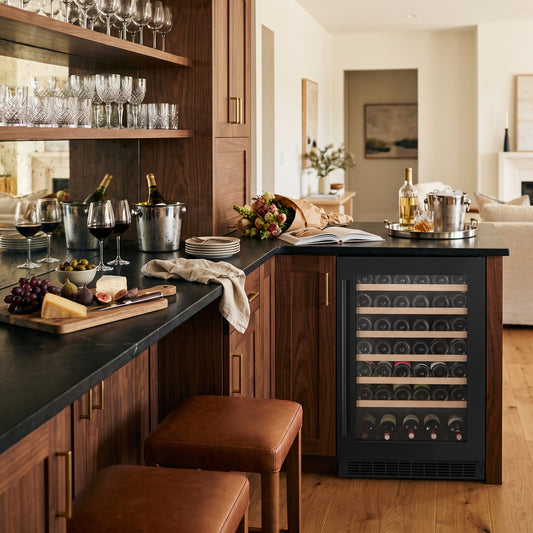 Connoisseur 48 48-bottle wine cellar installed in a modern fitted kitchen