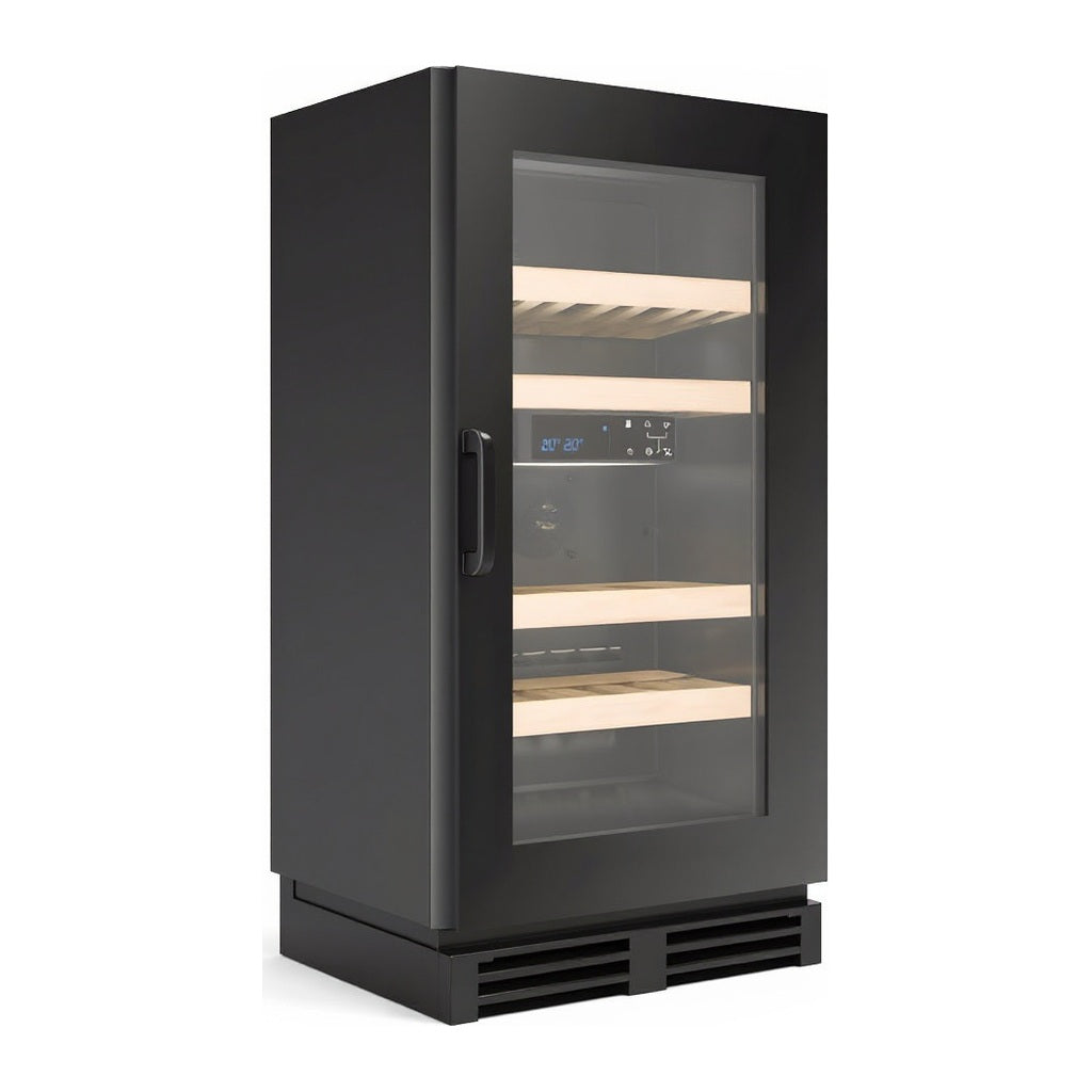 Compact 24 Dual wine cellar — 24 bottles — three-quarter view showing the cabinet depth and side panel