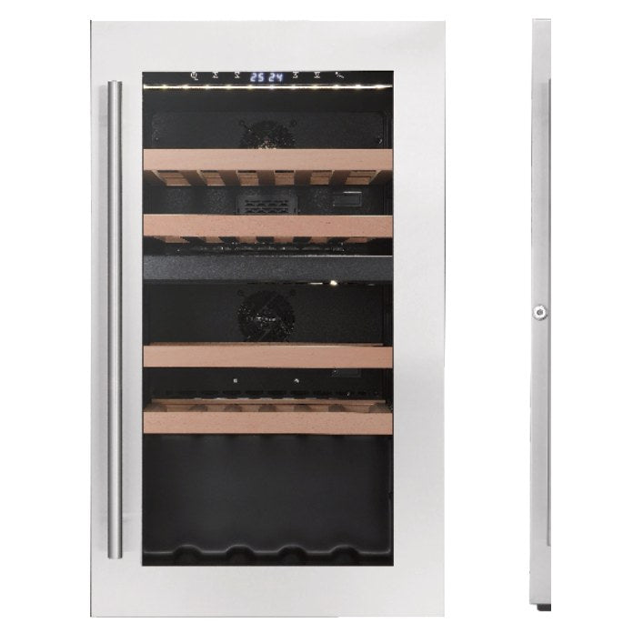 Compact 19-Inch 42-Bottle Dual-Zone Built-In Wine Cooler