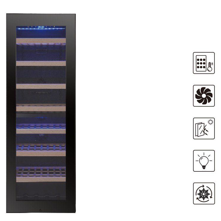 Connoisseur 22-Inch 111-Bottle Dual-Zone Built-In Wine Cooler
