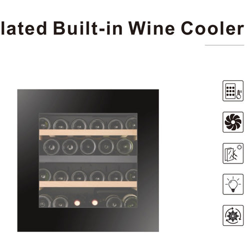 Compact 23-Inch 23-Bottle Dual-Zone Built-In Wine Cooler