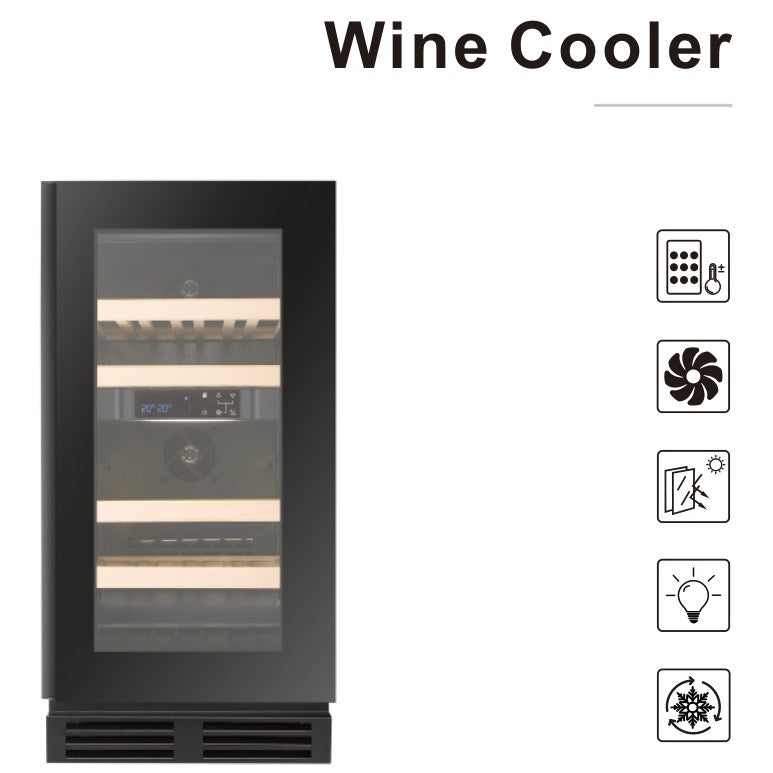 Compact 16-Inch 24-Bottle Dual-Zone Built-In Wine Cooler