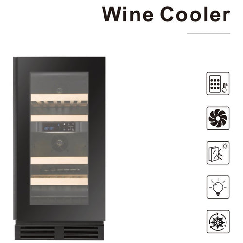 Compact 16-Inch 24-Bottle Dual-Zone Built-In Wine Cooler