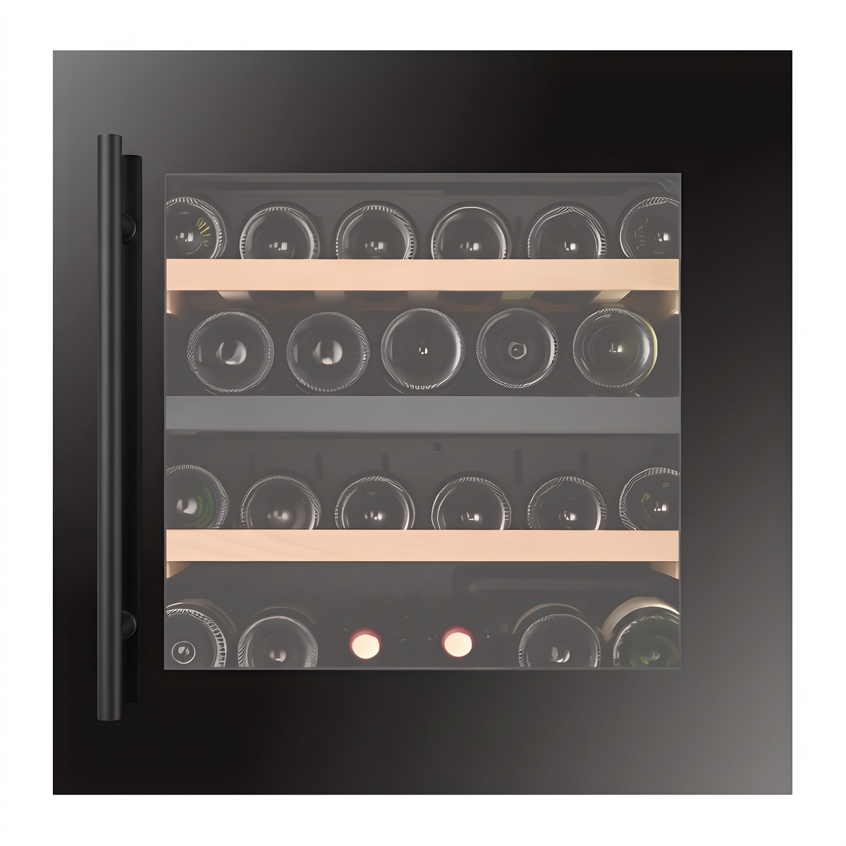Compact 23 wine cellar — 23 bottles, dual zone, built-in — front view with the door closed