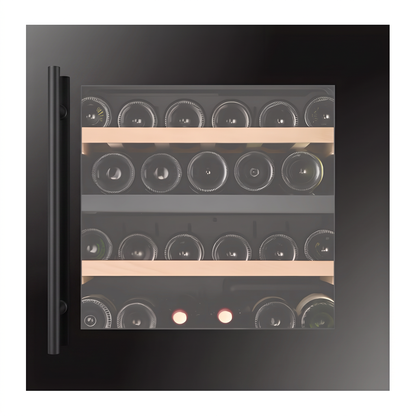 Compact 23 wine cellar — 23 bottles, dual zone, built-in — front view with the door closed