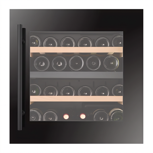 Compact 23 wine cellar — 23 bottles, dual zone, built-in — front view with the door closed