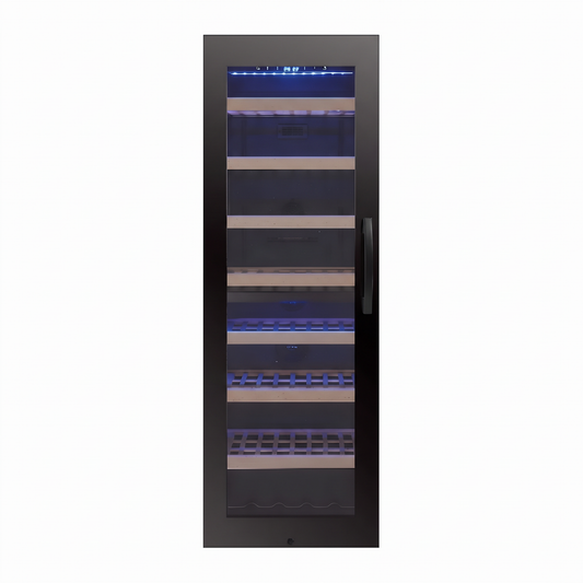 Connoisseur 111 wine cellar — 111 bottles, dual zone, freestanding — front view with the door closed
