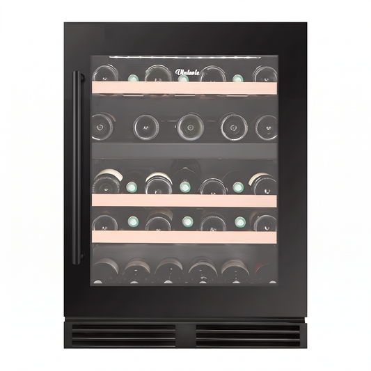 Connoisseur 39 wine cellar — 39 bottles, dual zone, under-counter or freestanding — front view with the door closed