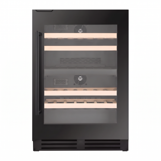 Connoisseur 46 wine cellar — 46 bottles, dual zone, under-counter or freestanding — front view with the door closed