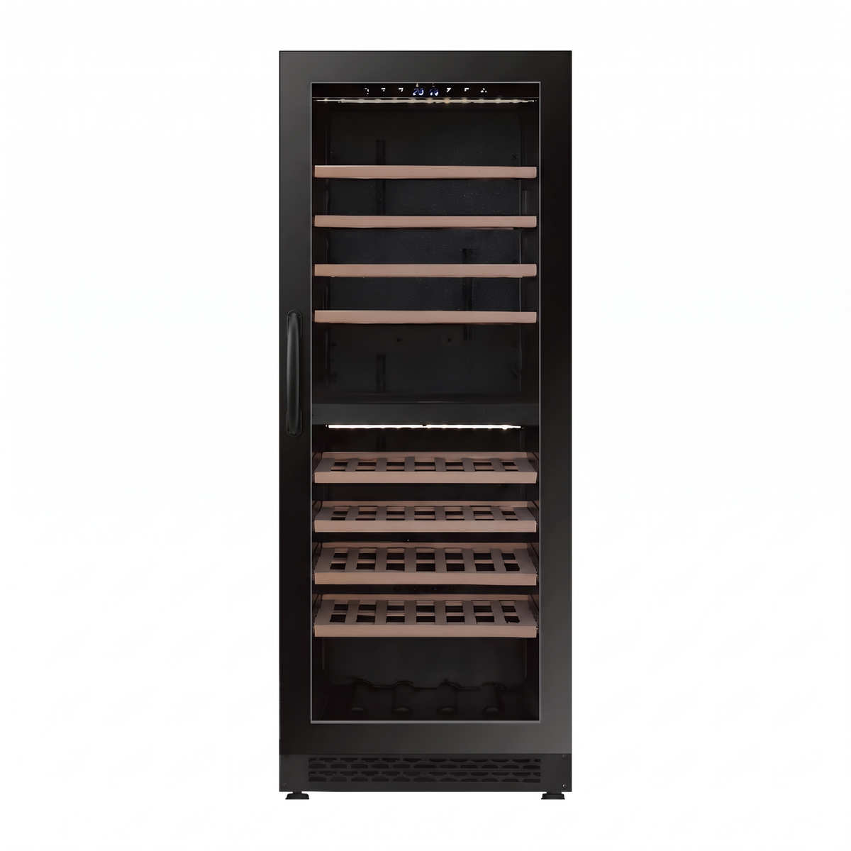 Connoisseur 70 wine cellar — 70 bottles, dual zone, built-in or freestanding — front view with the door closed