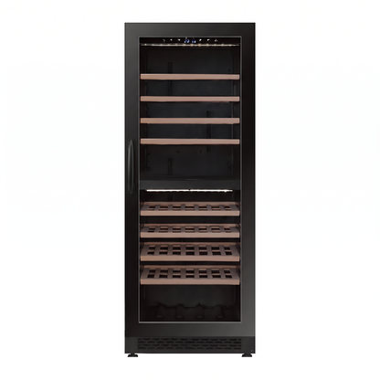 Connoisseur 70 wine cellar — 70 bottles, dual zone, built-in or freestanding — front view with the door closed
