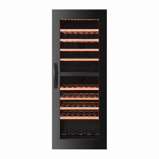 Connoisseur 77 wine cellar — 77 bottles, dual zone, freestanding — front view with the door closed