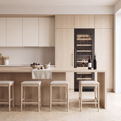 Prestige 189 189-bottle wine cellar installed in a modern fitted kitchen