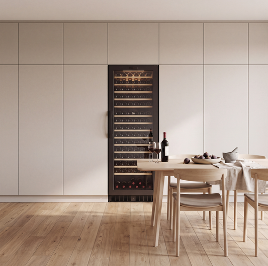 Connoisseur 118 118-bottle wine cellar installed in a modern fitted kitchen