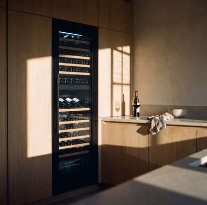 Connoisseur 95 95-bottle wine cellar installed in a modern fitted kitchen