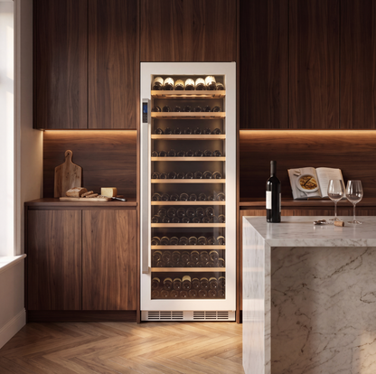 Prestige 303 Freestanding 303-bottle wine cellar installed in a modern fitted kitchen