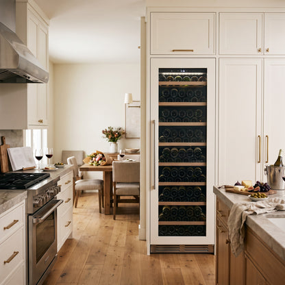 Prestige 177 177-bottle wine cellar installed in a modern fitted kitchen
