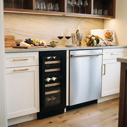 Compact 17 17-bottle wine cellar installed in a modern fitted kitchen