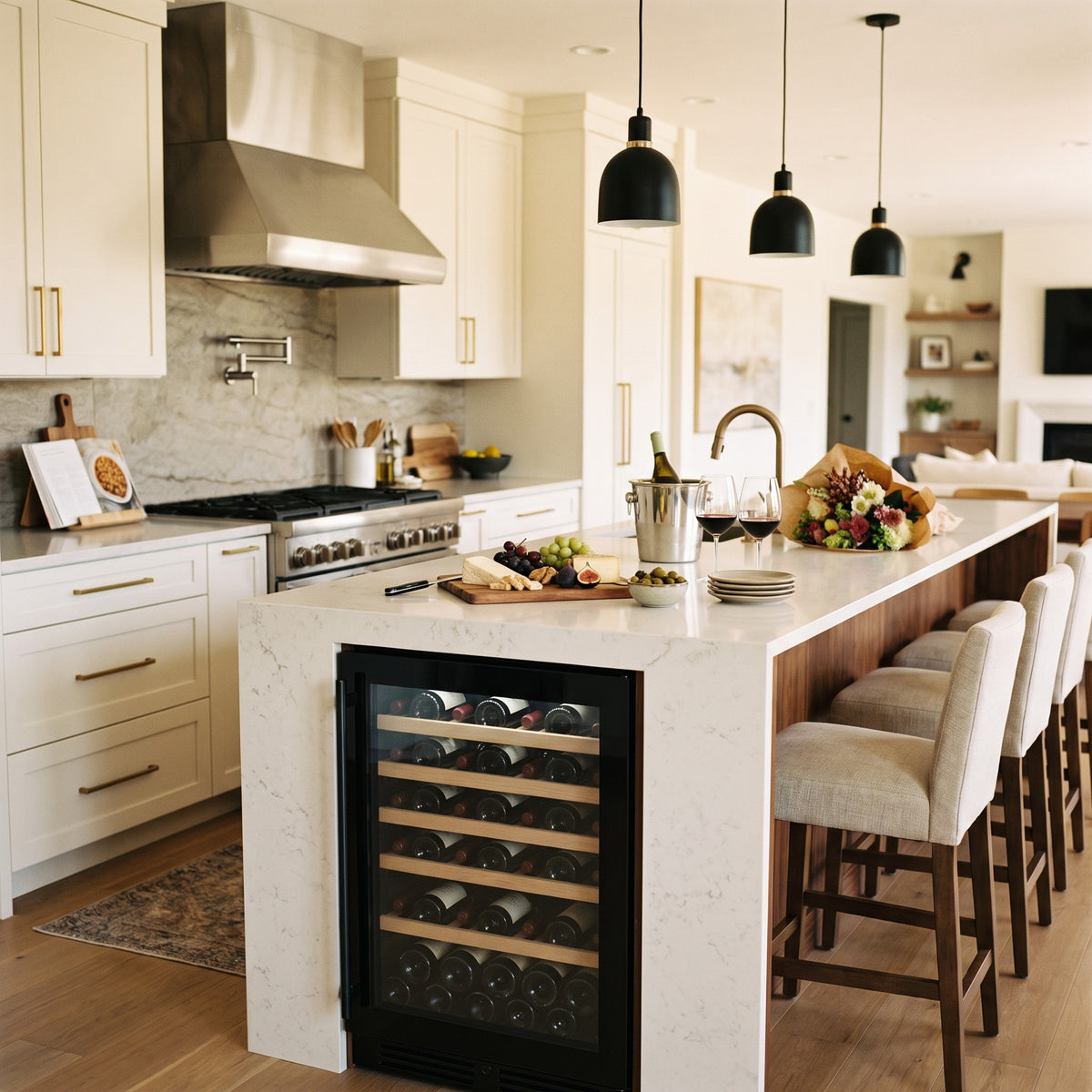 Compact 46 46-bottle wine cellar installed in a modern fitted kitchen