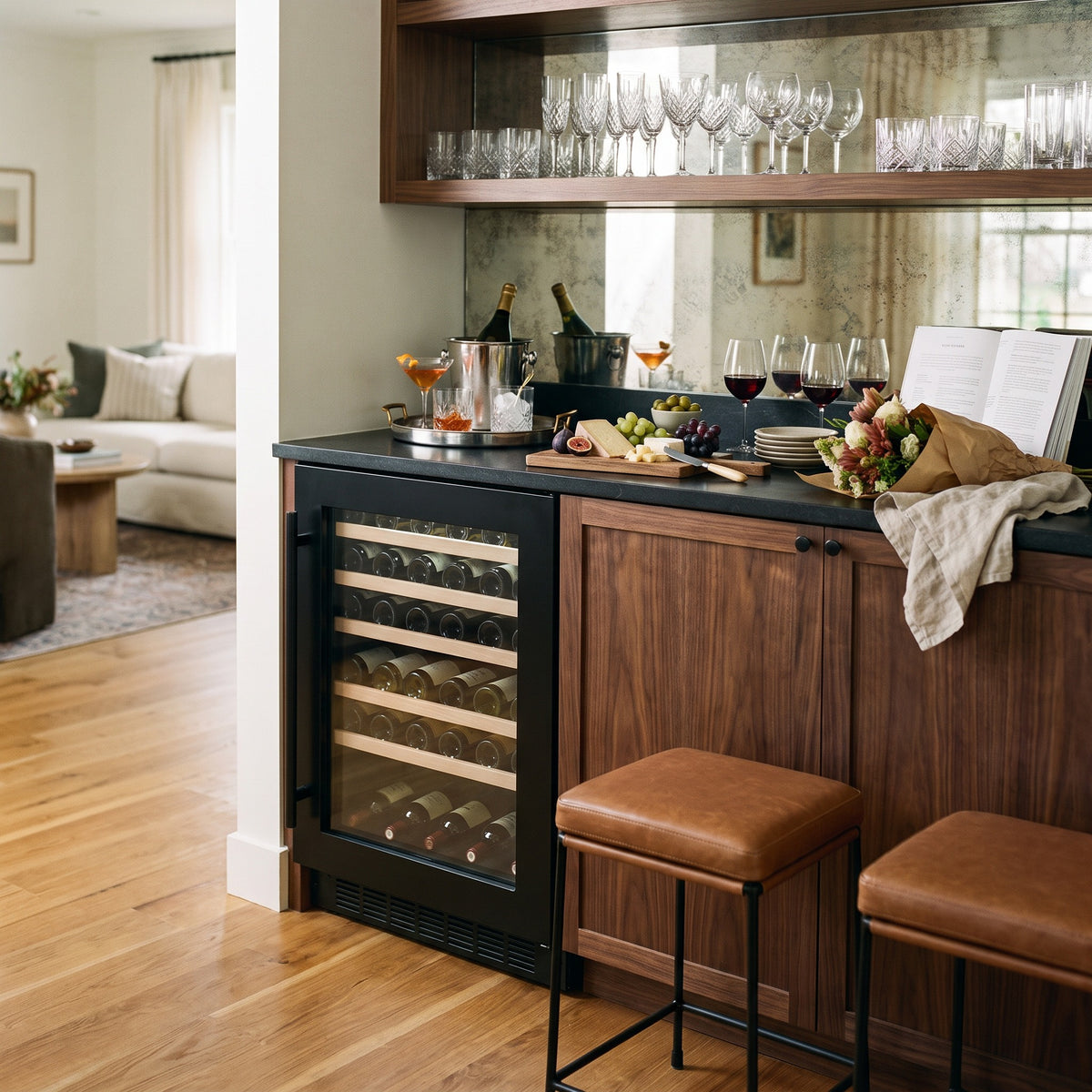 Connoisseur 42 Built-in 42-bottle wine cellar installed in a modern fitted kitchen