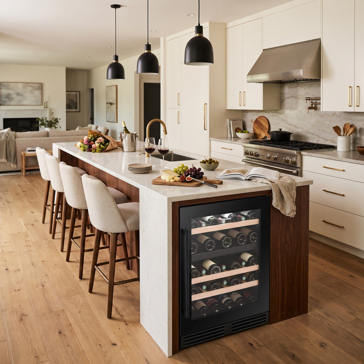 Connoisseur 39 39-bottle wine cellar installed in a modern fitted kitchen