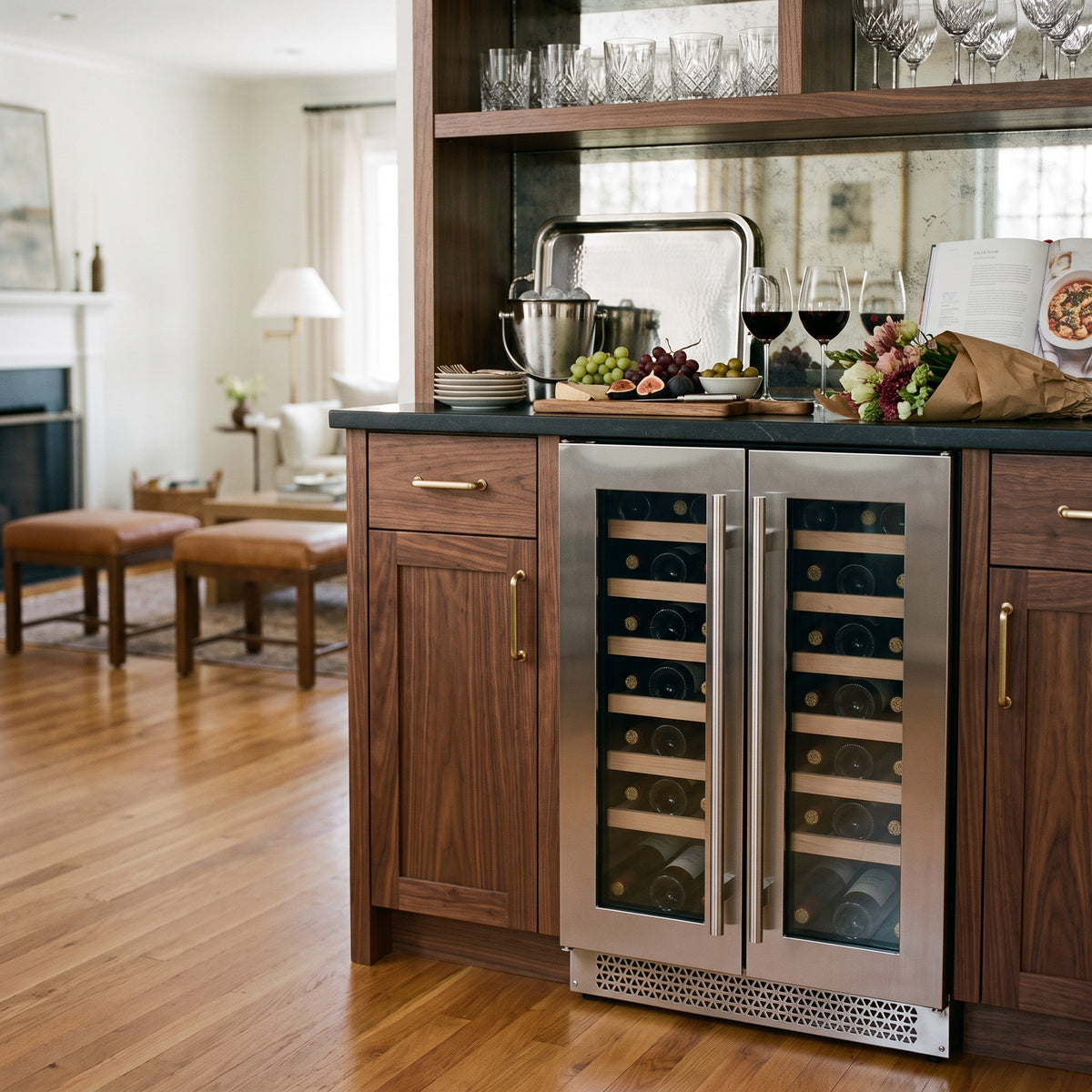 Connoisseur 42 Under-counter 42-bottle wine cellar installed in a modern fitted kitchen
