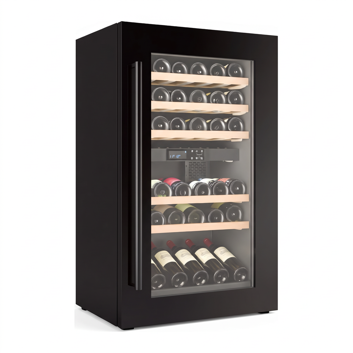 Connoisseur 42 Built-in wine cellar — 42 bottles — three-quarter view showing the cabinet depth and side panel