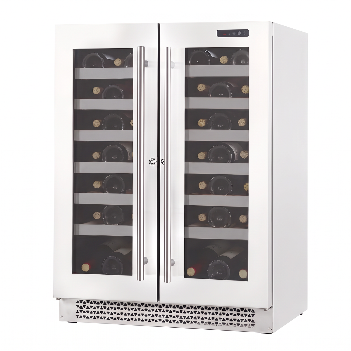 Connoisseur 42 Under-counter wine cellar — 42 bottles — three-quarter view showing the cabinet depth and side panel