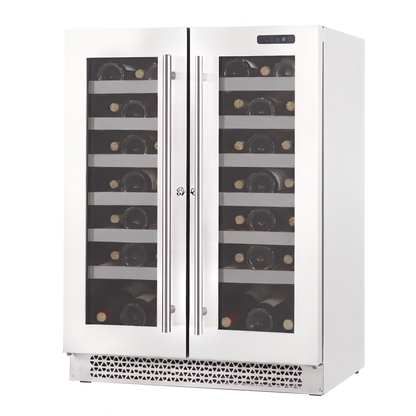 Connoisseur 42 Under-counter wine cellar — 42 bottles — three-quarter view showing the cabinet depth and side panel