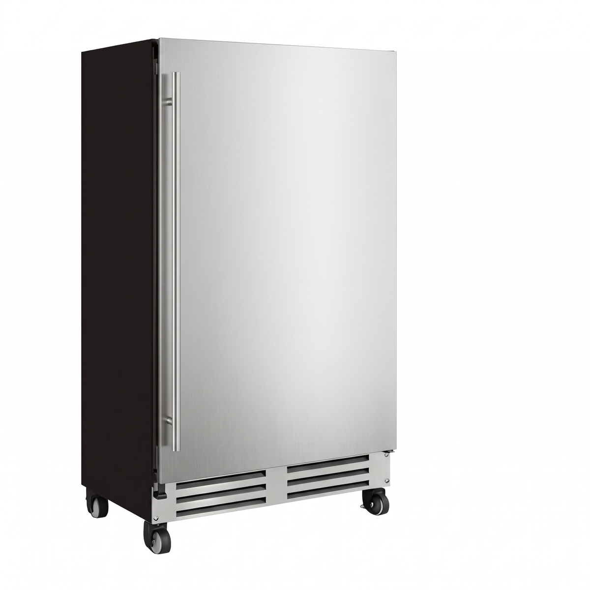 Connoisseur 46 Outdoor wine cellar — 46 bottles — three-quarter view showing the cabinet depth and side panel