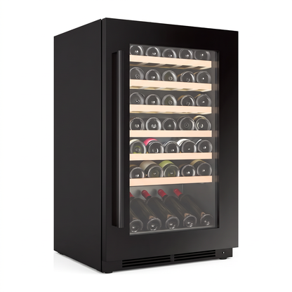 Connoisseur 48 wine cellar — 48 bottles — three-quarter view showing the cabinet depth and side panel