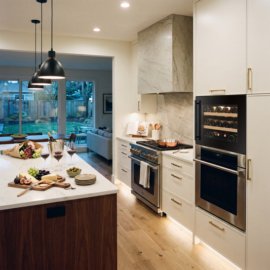 Compact 18 18-bottle wine cellar installed in a modern fitted kitchen