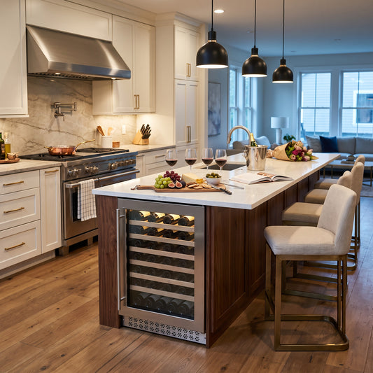 Connoisseur 60 60-bottle wine cellar installed in a modern fitted kitchen