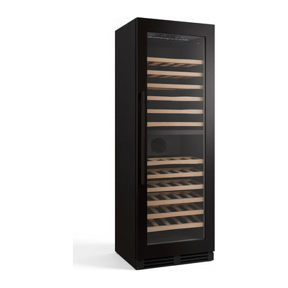 Prestige 109 wine cellar — 109 bottles — three-quarter view showing the cabinet depth and side panel