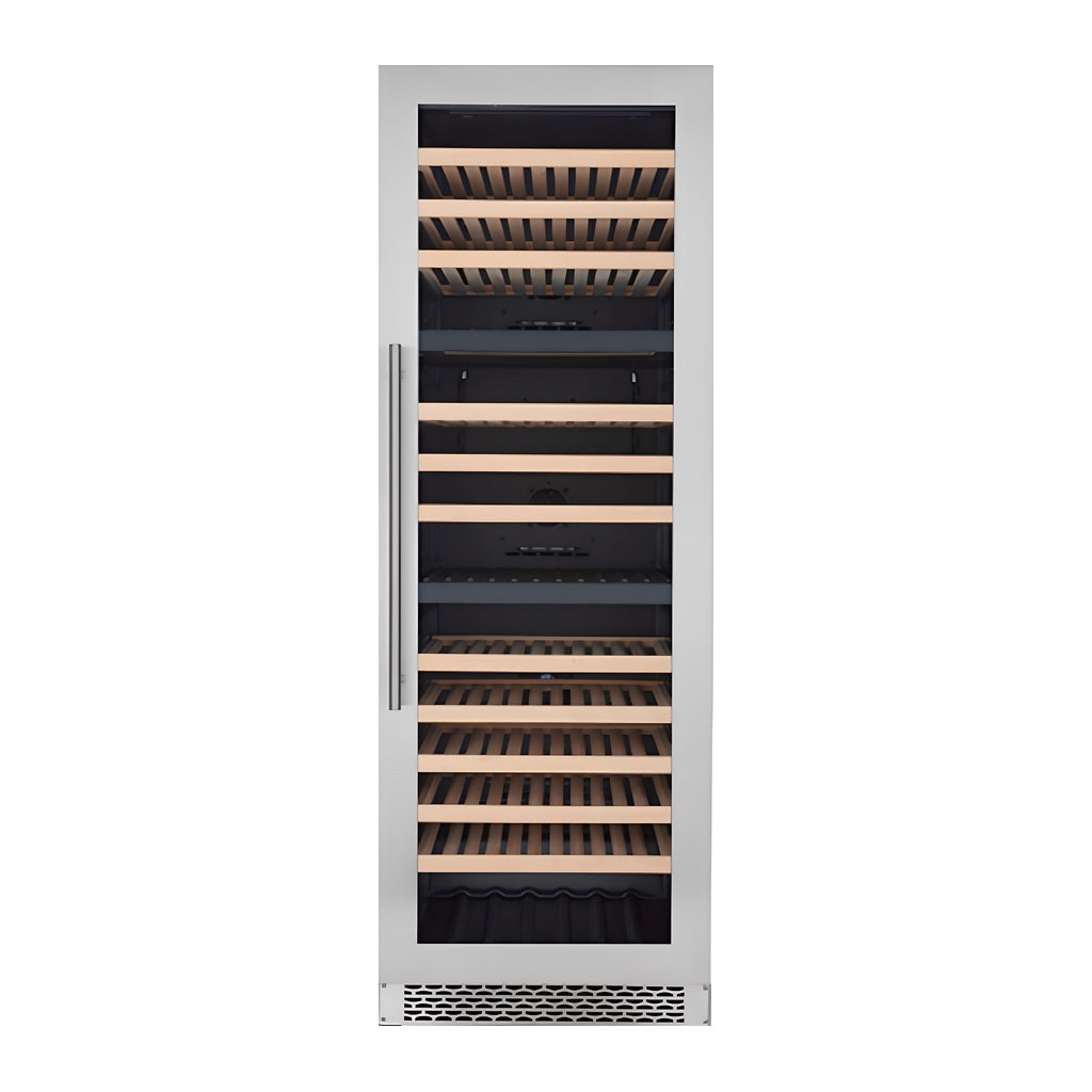 Prestige 155 wine cellar — 155 bottles, triple zone, built-in or freestanding — front view with the door closed