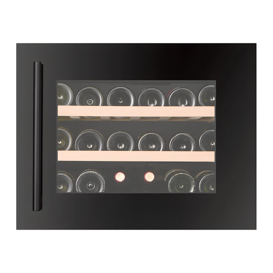 Compact 18 wine cellar — 18 bottles, single zone, built-in — front view with the door closed