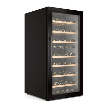Prestige 189 wine cellar — 189 bottles — three-quarter view showing the cabinet depth and side panel