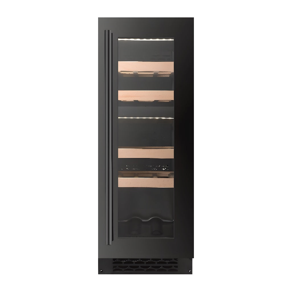 Compact 17 wine cellar — 17 bottles, dual zone, under-counter or freestanding — front view with the door closed