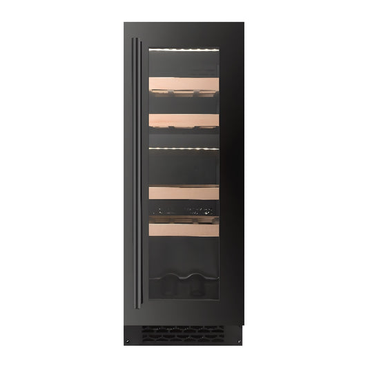 Compact 17 wine cellar — 17 bottles, dual zone, under-counter or freestanding — front view with the door closed