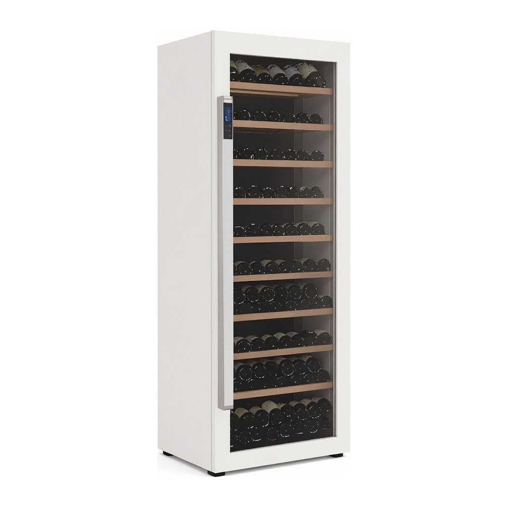 Prestige 303 Freestanding wine cellar — 303 bottles — three-quarter view showing the cabinet depth and side panel