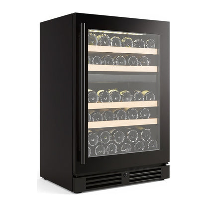 Compact 39 wine cellar — 39 bottles — three-quarter view showing the cabinet depth and side panel