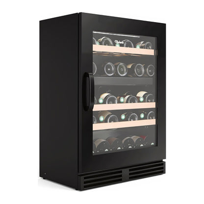 Connoisseur 39 wine cellar — 39 bottles — three-quarter view showing the cabinet depth and side panel