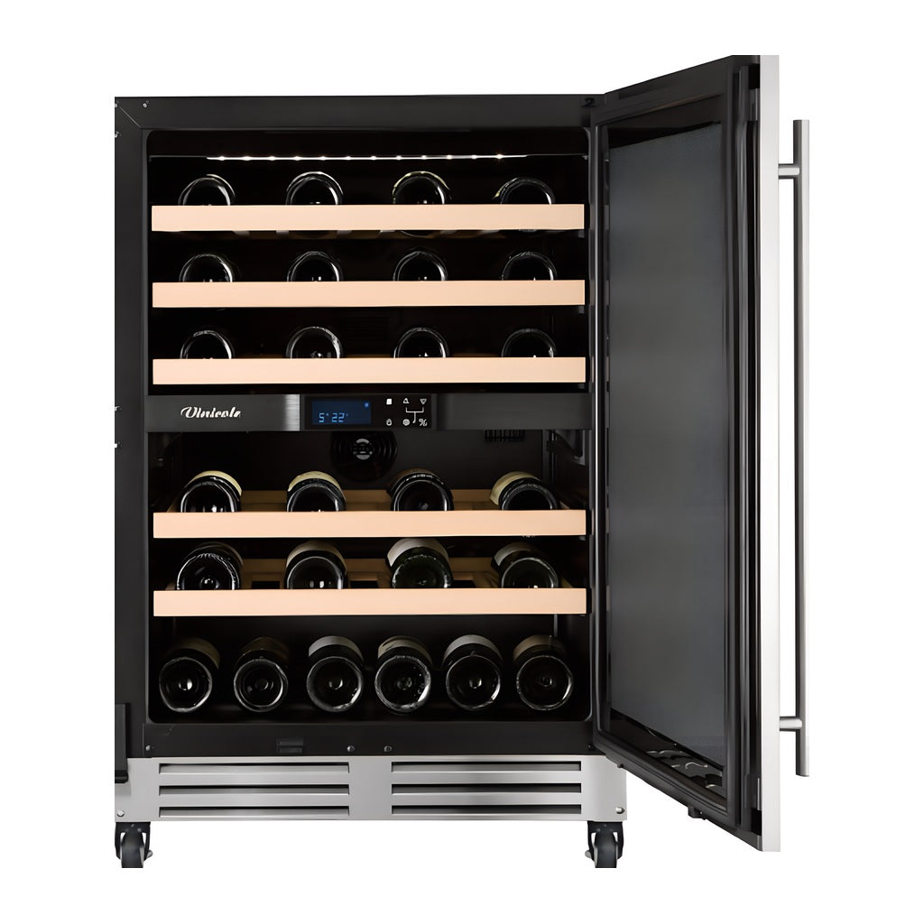 Connoisseur 46 Outdoor wine cellar — 46 bottles, dual zone, under-counter or freestanding — front view with the door closed
