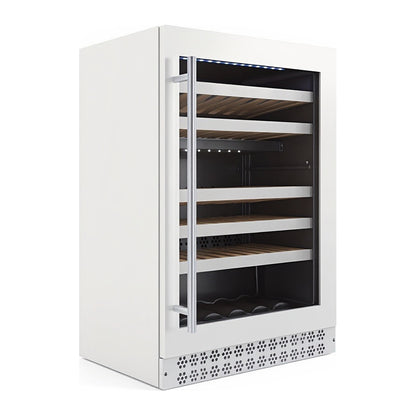 Connoisseur 51 wine cellar — 51 bottles — three-quarter view showing the cabinet depth and side panel