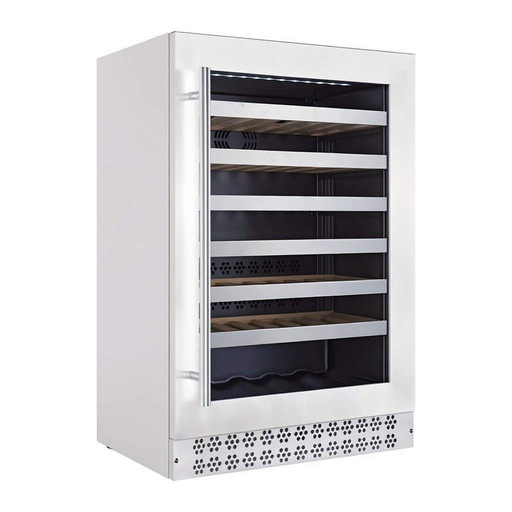 Connoisseur 60 wine cellar — 60 bottles — three-quarter view showing the cabinet depth and side panel